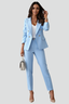 Women’s Double Breasted Blazer and Trouser Suit - Light Blue