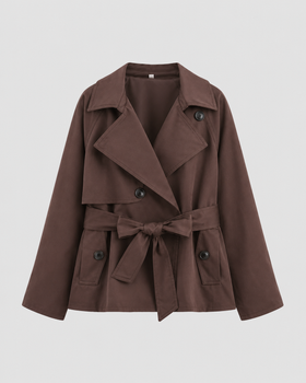 Women’s Cropped Trench Coat with Tie Waist