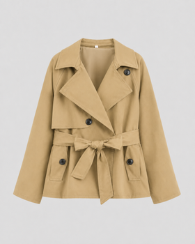 Women’s Cropped Trench Coat with Tie Waist