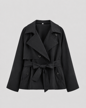 Women’s Cropped Trench Coat with Tie Waist