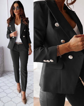 Women's Suit | Double-Breasted Blazer, Slim-Fit Trousers 0