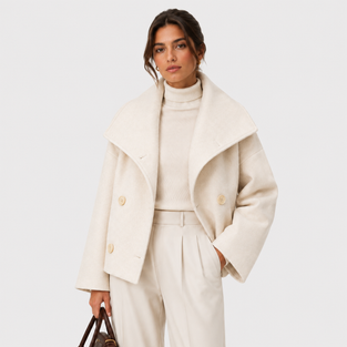Women’s Cropped Double Breasted High Collar Jacket