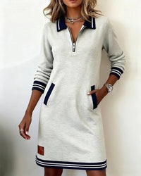 Womens Dress | Long Sleeve, Folded Collar 0