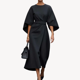 Wrap Dress | Statement Sleeves, Crew Neckline 1