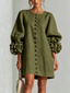 Women’s Ruffle Sleeve Button-Front Mini Dress - view 8