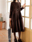 Women’s Long Sleeve Velvet Smock Dress - Brown