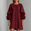 Women’s Ruffle Sleeve Button-Front Mini Dress - Burgundy
