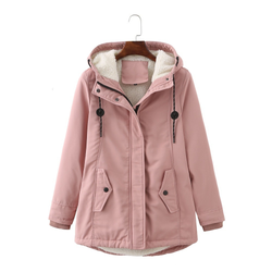 Women’s Plush-Lined Hooded Winter Parka - Dusty Rose