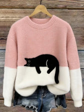 Women’s Cosy Cat Jumper - Pink