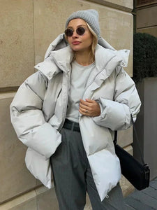 Women’s Oversized Hooded High Neck Puffer Coat