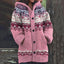 Women’s Fair Isle Hooded Knit Cardigan - Pink