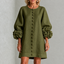 Women’s Ruffle Sleeve Button-Front Mini Dress - Olive