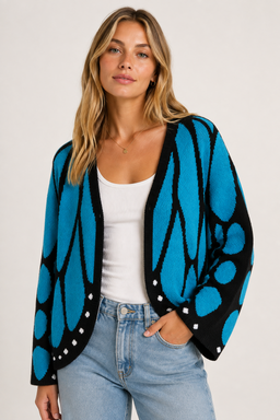 Women’s Butterfly Wing Knit Cardigan - Electric Blue
