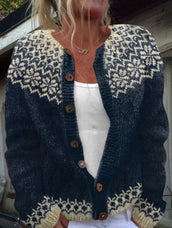 Women’s Charcoal Nordic Yoke Knitted Cardigan