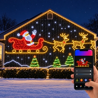 Smart RGB LED Pixel Curtains | App-Controlled Lighting for Outdoor Decoration