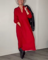Women’s V-Neck Long Sleeve Maxi Dress - view 2