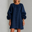 Women’s Ruffle Sleeve Button-Front Mini Dress - Navy