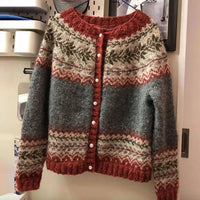 Women’s Grey and Burgundy Colour Block Knitted Cardigan