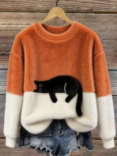 Women’s Cosy Cat Jumper - Orange