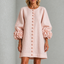 Women’s Ruffle Sleeve Button-Front Mini Dress - Pink