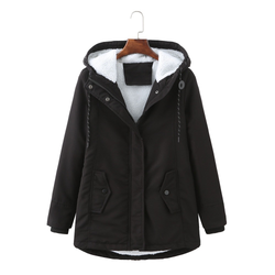 Women’s Plush-Lined Hooded Winter Parka - Black