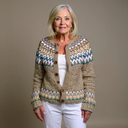 Women’s Oatmeal Fair Isle Knitted Cardigan