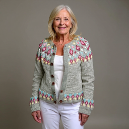 Women’s Pale Grey Floral Knitted Cardigan