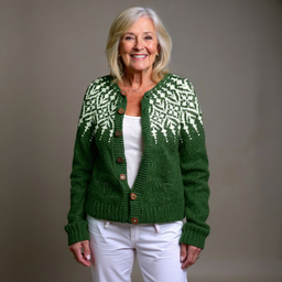 Women’s Forest Green Snowflake Knitted Cardigan
