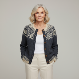 Women’s Charcoal Nordic Yoke Knitted Cardigan