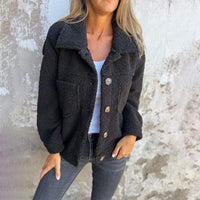 Women’s Teddy Fleece Button Jacket - Black