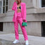 Women’s Tailored Blazer and Wide Leg Trouser Suit - Pink