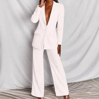 Women’s Tailored Blazer and Wide Leg Trouser Suit - White