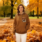 Women’s Highland Cow Fleece Lined Hoodie - Brown
