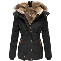 Women’s Fur Trim Hooded Quilted Winter Jacket