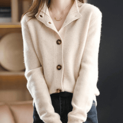 Women’s Soft Knit Collared Button Cardigan - Beige
