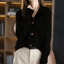 Women’s Soft Knit Collared Button Cardigan - Black