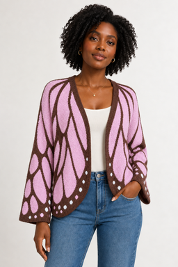 Women’s Butterfly Wing Knit Cardigan - Vintage Rose