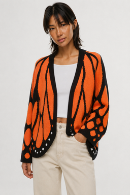 Women’s Butterfly Wing Knit Cardigan - Burnt Orange