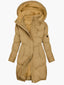 Women’s Long Puffer Coat with Faux Fur Lined Hood - Camel