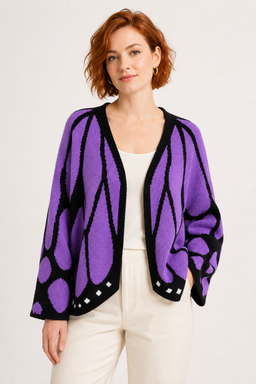 Women’s Butterfly Wing Knit Cardigan - Deep Violet