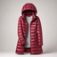 Women’s Lightweight Hooded Long Puffer Coat - Red