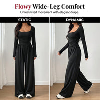 Women’s Square Neck Long Sleeve Wide-Leg Jumpsuit - view 2