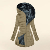 Women’s Quilted Hooded Winter Coat - Khaki