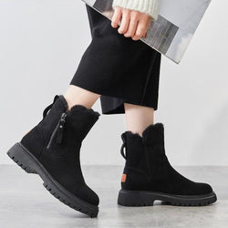 Women’s Faux Fur Lined Side-Zip Ankle Boots - Black