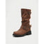 Women’s Buckle Mid Calf Biker Boots