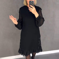Women’s Embellished Mesh Sleeve Midi Dress
