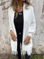 Women’s Longline Shawl Collar Fringe Cardigan