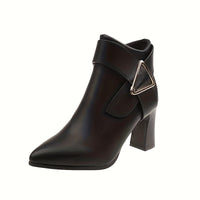 Women’s Pointed Ankle Boots with Metal Trim