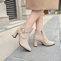 Women’s Pointed Ankle Boots with Metal Trim