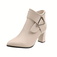 Women’s Pointed Ankle Boots with Metal Trim